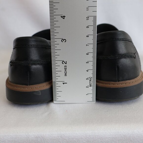 Size 37 M - Clarks Black Leather Loafers - Penny Loafers - Picture 9 of 12